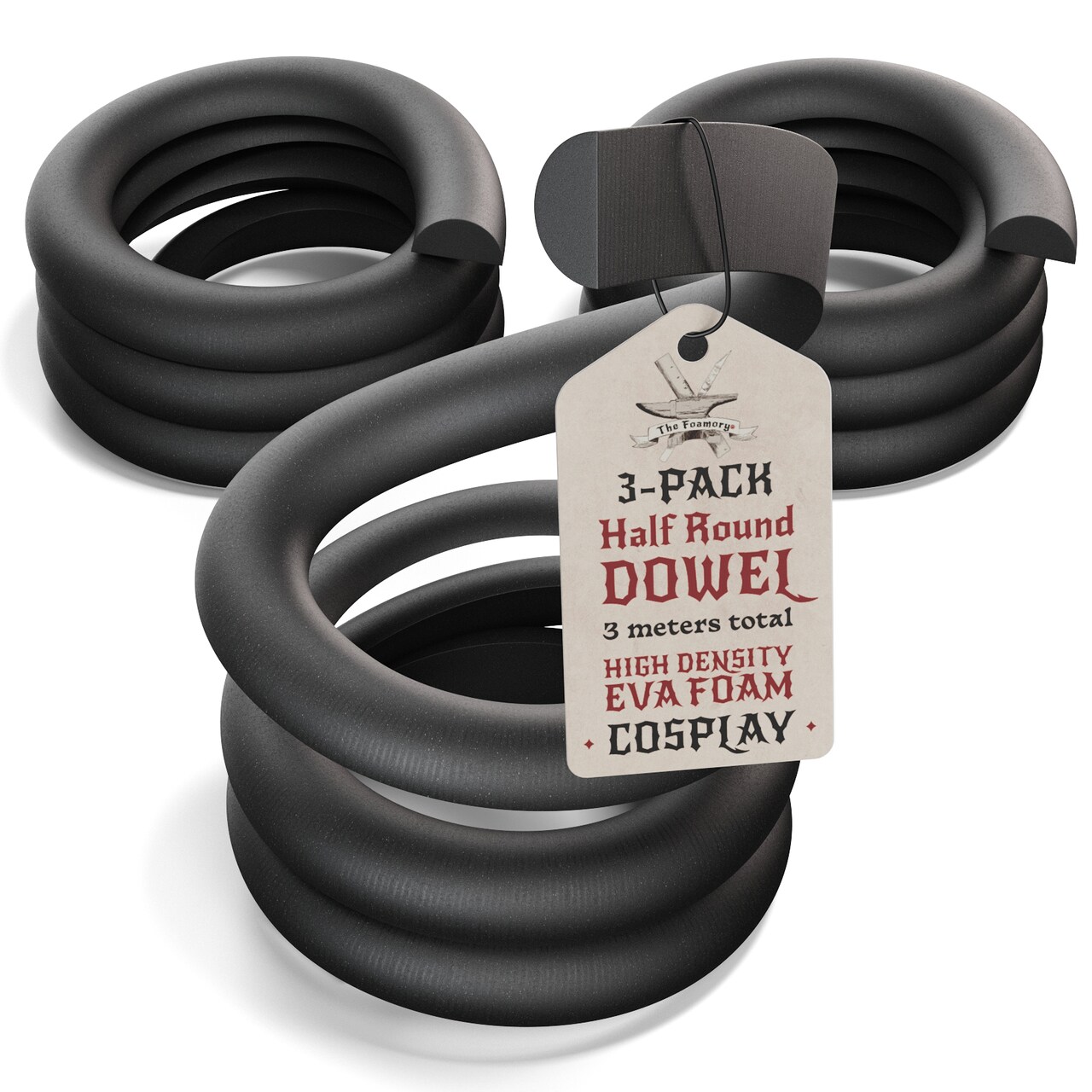 EVA Foam Dowel/Bevel - 1 to 3 Meter(s) Cosplay Craft Material - Multiple Shapes - Multiple Diameters 5-40mm